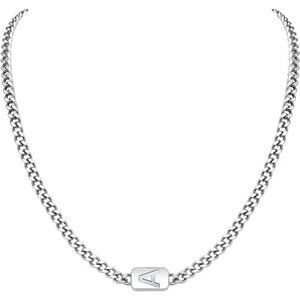 Silver Initial A Necklace for Men - Letter A Necklaces Cuban for Men